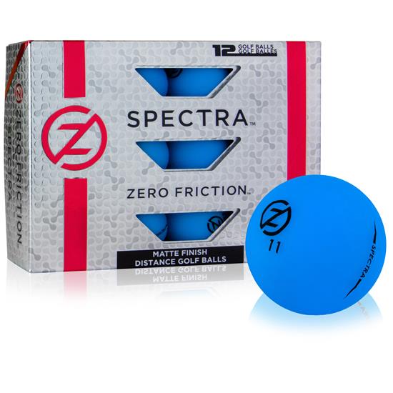 Zero Friction Neon blue golf balls shown in a box of 12 and a single ball used in Our Clever Golf Blog by GolfToons at www.golf-toons.com